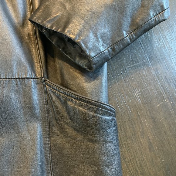 Vintage 100% Leather Women Full Length Trench Coatt   M  S  6 8 - Picture 9 of 12